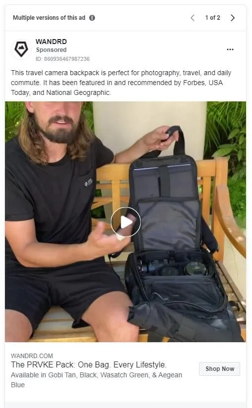 UPLIFT Desk Facebook ad example