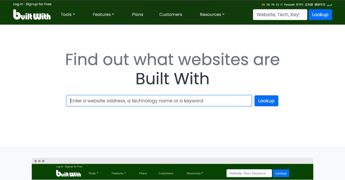 BuiltWith Web Tool